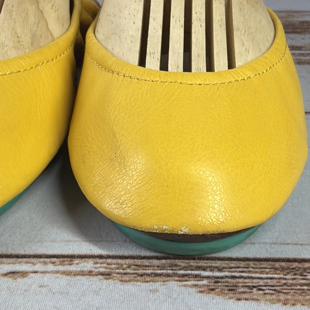 Tieks by Gavrieli Mustard Yellow Leather Ballet Flats Slip On Womens Size 8 Used - Picture 2 of 11
